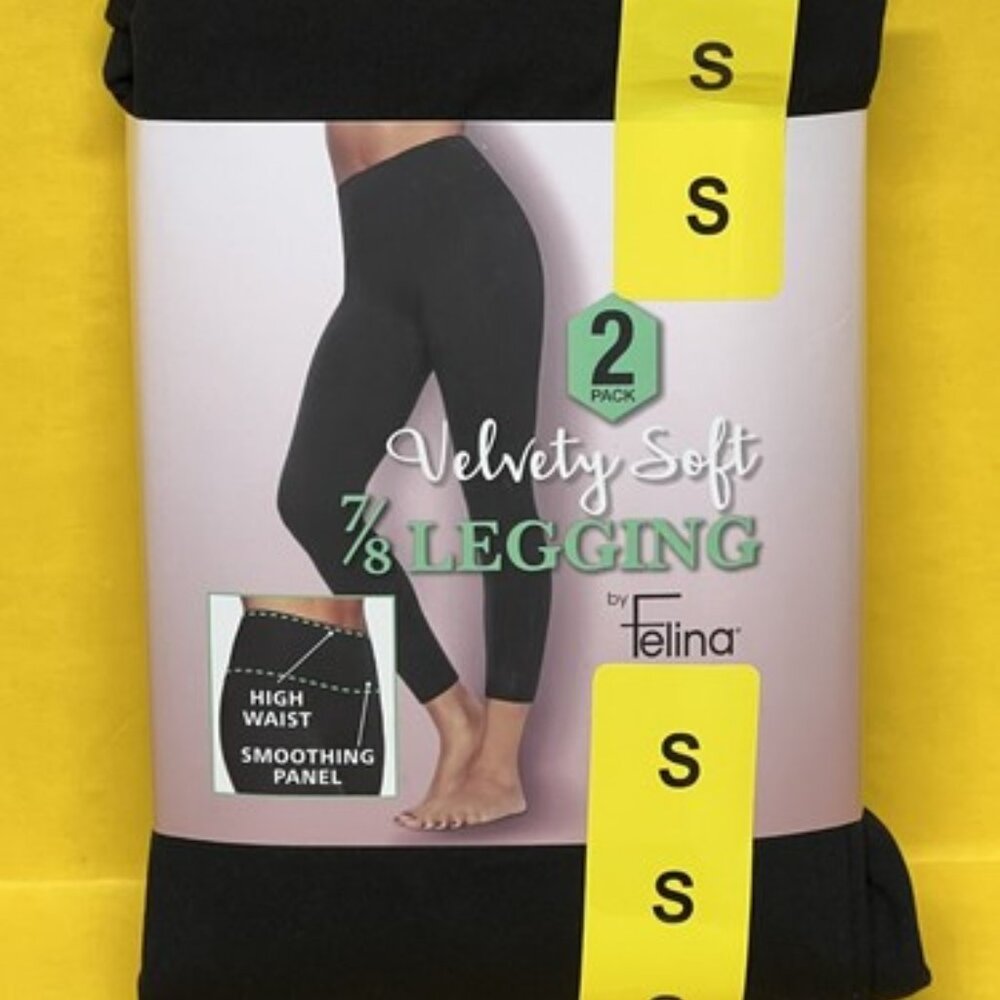 Felina Velvety Soft 7/8 Legging Women's 2-Pack - Black - Size S NEW Without tag.